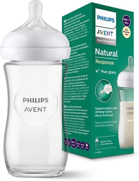 Philips Avent Natural Response Glass baby bottles with Flow 3 teat.